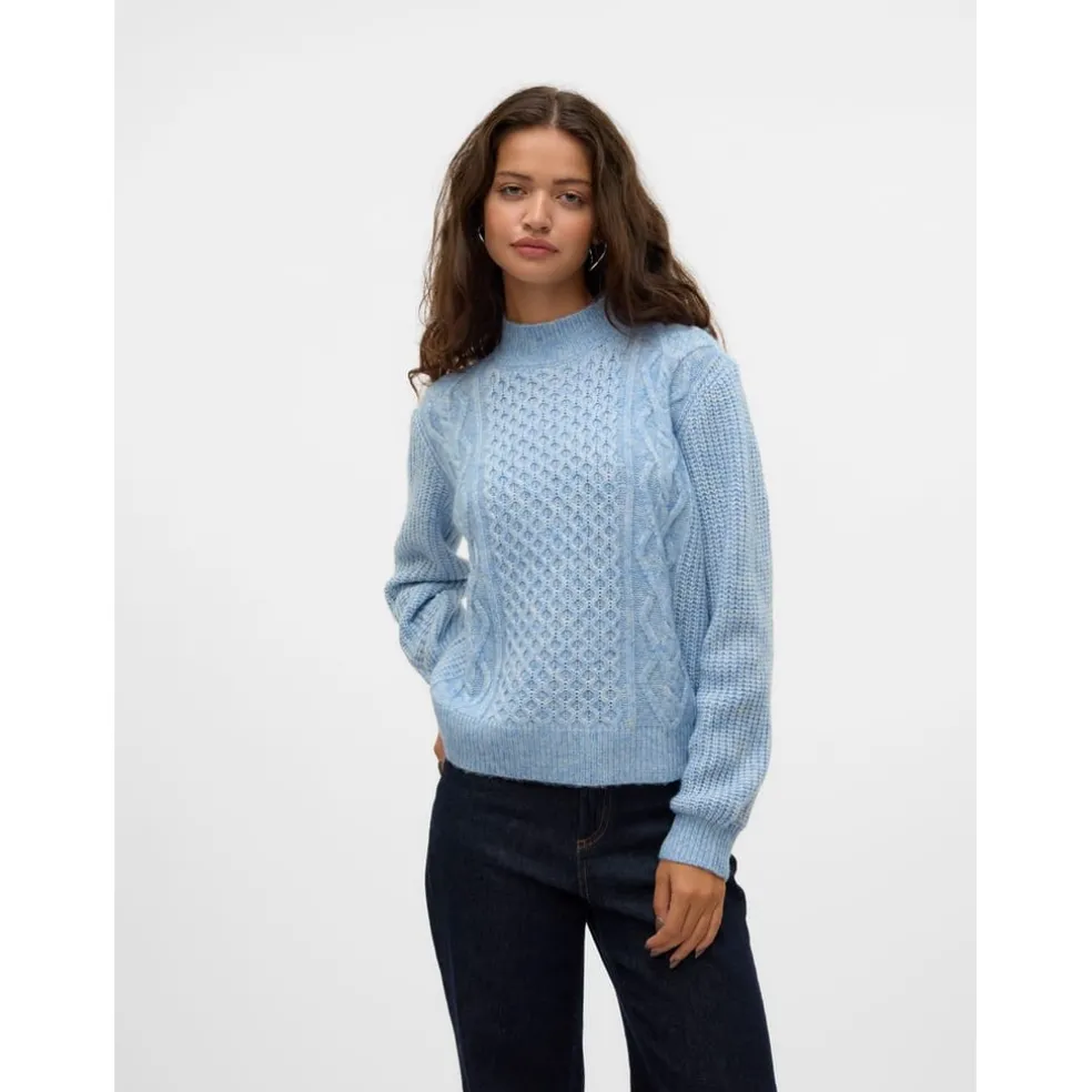 Vero Moda Mock Neck Regular Fit Universe Sweater in Blue