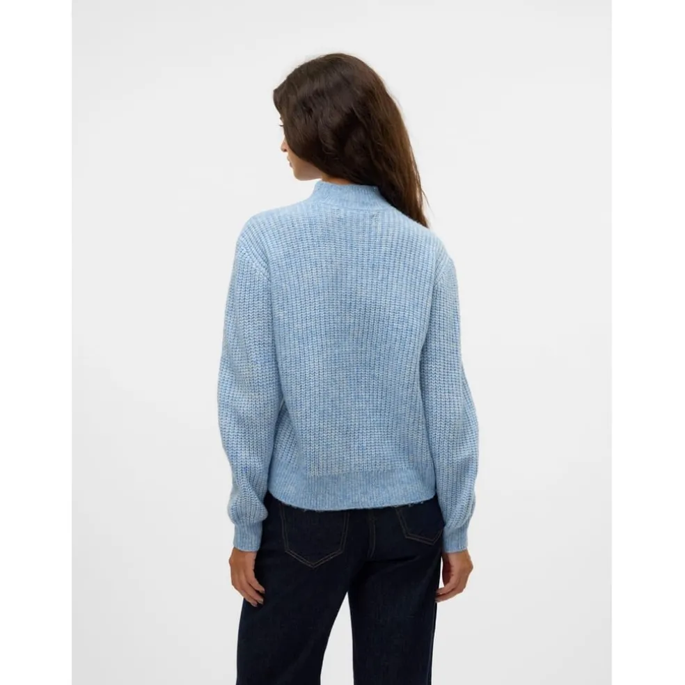 Vero Moda Mock Neck Regular Fit Universe Sweater in Blue