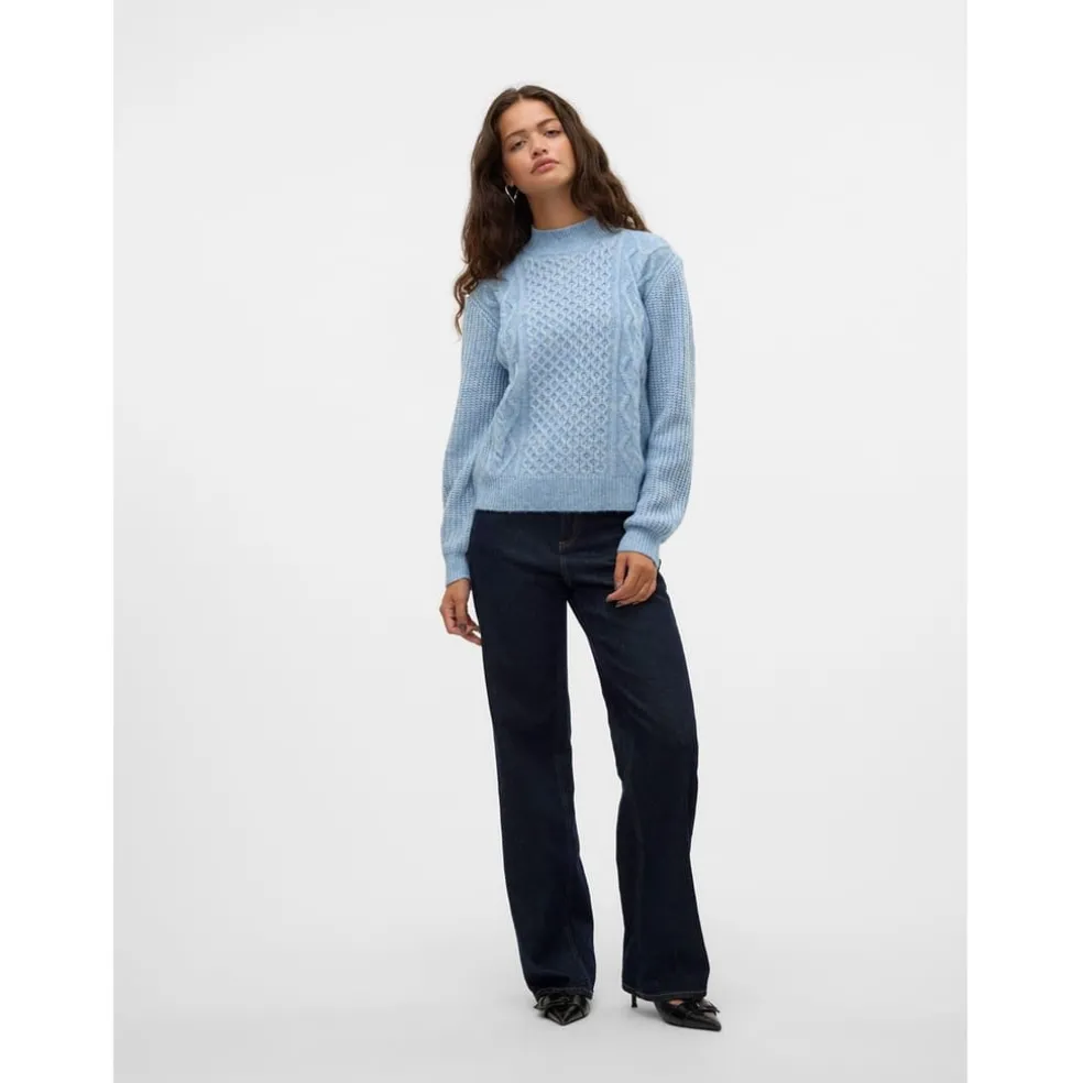 Vero Moda Mock Neck Regular Fit Universe Sweater in Blue
