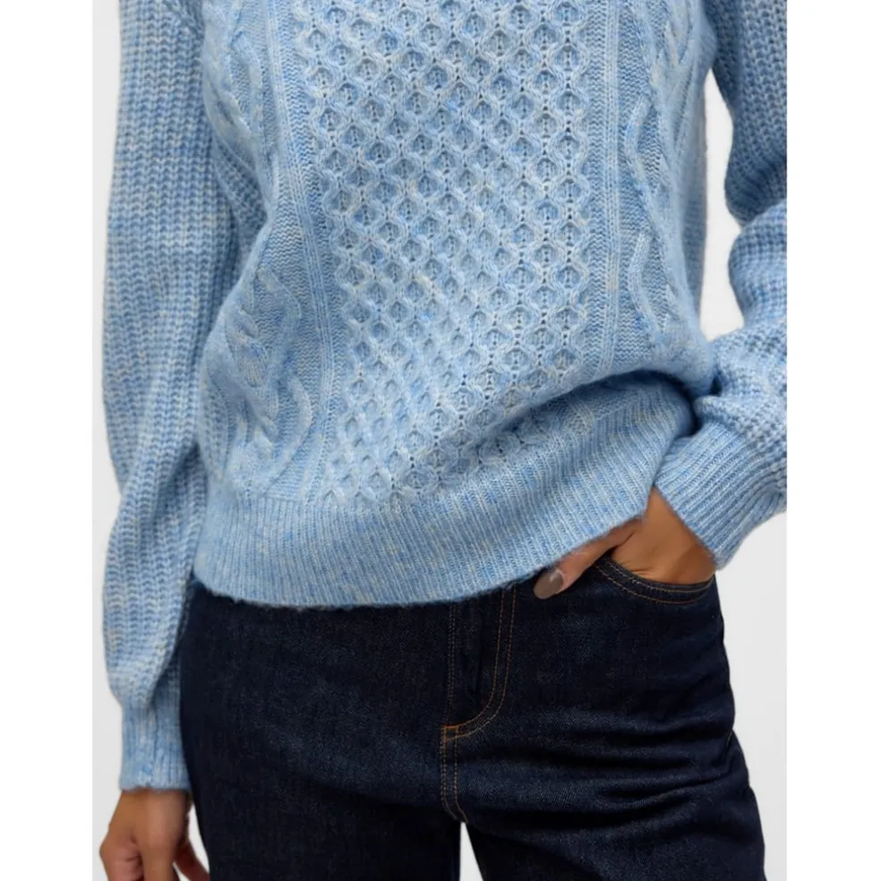 Vero Moda Mock Neck Regular Fit Universe Sweater in Blue