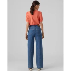 Vero Moda Regular Fit Crew Neck T-Shirt in Orange