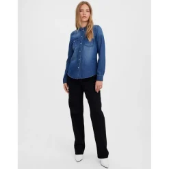Vero Moda Regular Fit Long Sleeve Shirt in Blue