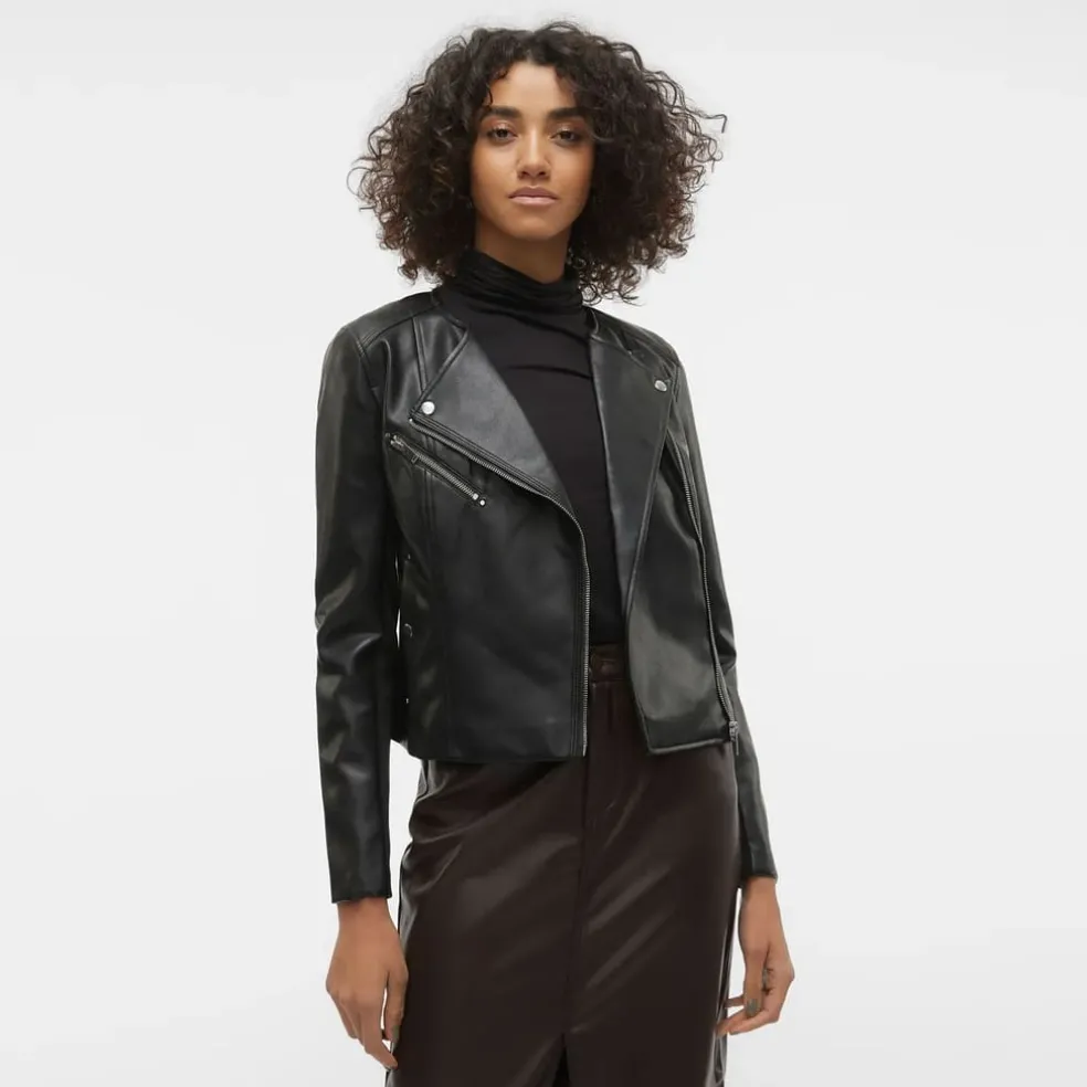 Vero Moda Riley Faux Leather Jacket in Black