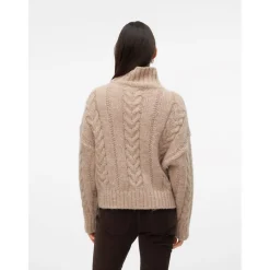 Vero Moda Turtleneck Relaxed Fit Sweater in Beige
