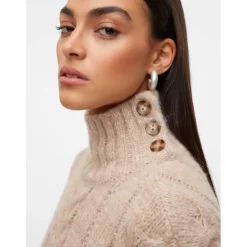 Vero Moda Turtleneck Relaxed Fit Sweater in Beige