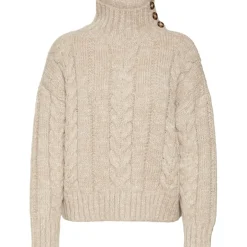 Vero Moda Turtleneck Relaxed Fit Sweater in Beige
