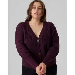 Vero Moda V-Neck Relaxed Fit Long Sleeve Sweater in Purple
