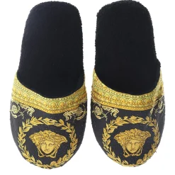Versace Home Baroque Slippers in Black