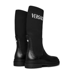 Versace Leather Sock Boots in Black