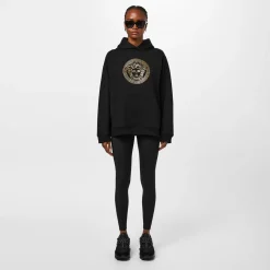 Versace Mdsa Oversize Fit Hooded Sweatshirt in Black