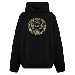 Versace Mdsa Oversize Fit Hooded Sweatshirt in Black