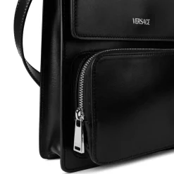 Versace Verti Messenger Bag with Detachable Strap in Black