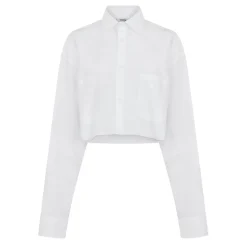 VETEMENTS Cropped Long Sleeve Vete Shirt in White