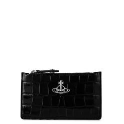 Vivienne Westwood Crocodile Slim Long Card Holder in Black