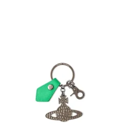 Vivienne Westwood Hammered 3d Orb Keyring in Green