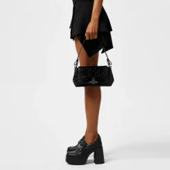 Vivienne Westwood Womens Textured Cotton Hazel Medium Handbag in Black