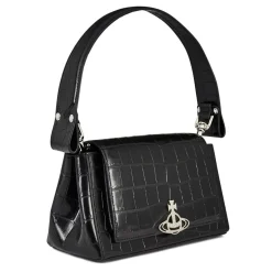 Vivienne Westwood Womens Textured Cotton Hazel Medium Handbag in Black