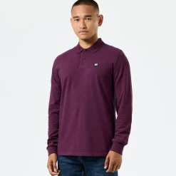 Weekend Offender Dice Badge Long Sleeve Polo Shirt in Berry