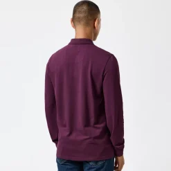 Weekend Offender Dice Badge Long Sleeve Polo Shirt in Berry
