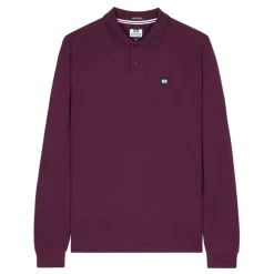 Weekend Offender Dice Badge Long Sleeve Polo Shirt in Berry