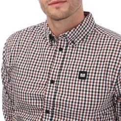 Weekend Offender Mens Barbaro Checked Shirt in Brown