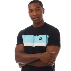 Weekend Offender Mens Crossword Colour Block T-Shirt in Navy