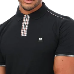 Weekend Offender Mens Teresina Check Trim Polo Shirt in Navy