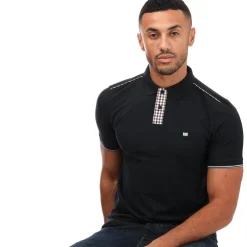 Weekend Offender Mens Teresina Check Trim Polo Shirt in Navy