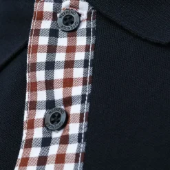 Weekend Offender Mens Teresina Check Trim Polo Shirt in Navy
