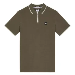 Weekend Offender Shore Zipped Polo Shirt in Green