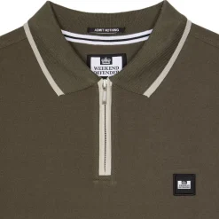 Weekend Offender Shore Zipped Polo Shirt in Green