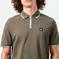 Weekend Offender Shore Zipped Polo Shirt in Green