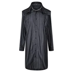 Y Project Chain Collared Neck Knee Length Dress in Grey