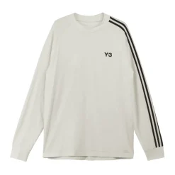 Y-3 3-Stripes Long Sleeve T-Shirt in Off White