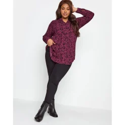 YOURS Curve Floral Pintuck Shirt in Pink