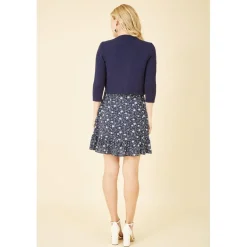 Yumi Knitted Curve Bolero in Blue