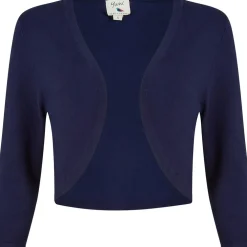 Yumi Knitted Curve Bolero in Blue