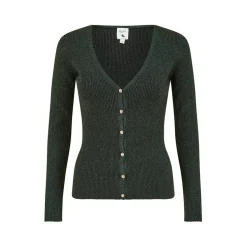 Yumi Lurex Sparkle Button Cardigan in Green